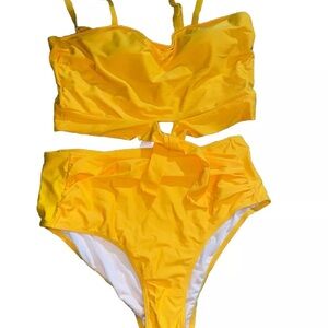 Vibrant Yellow tie front Tankini XL